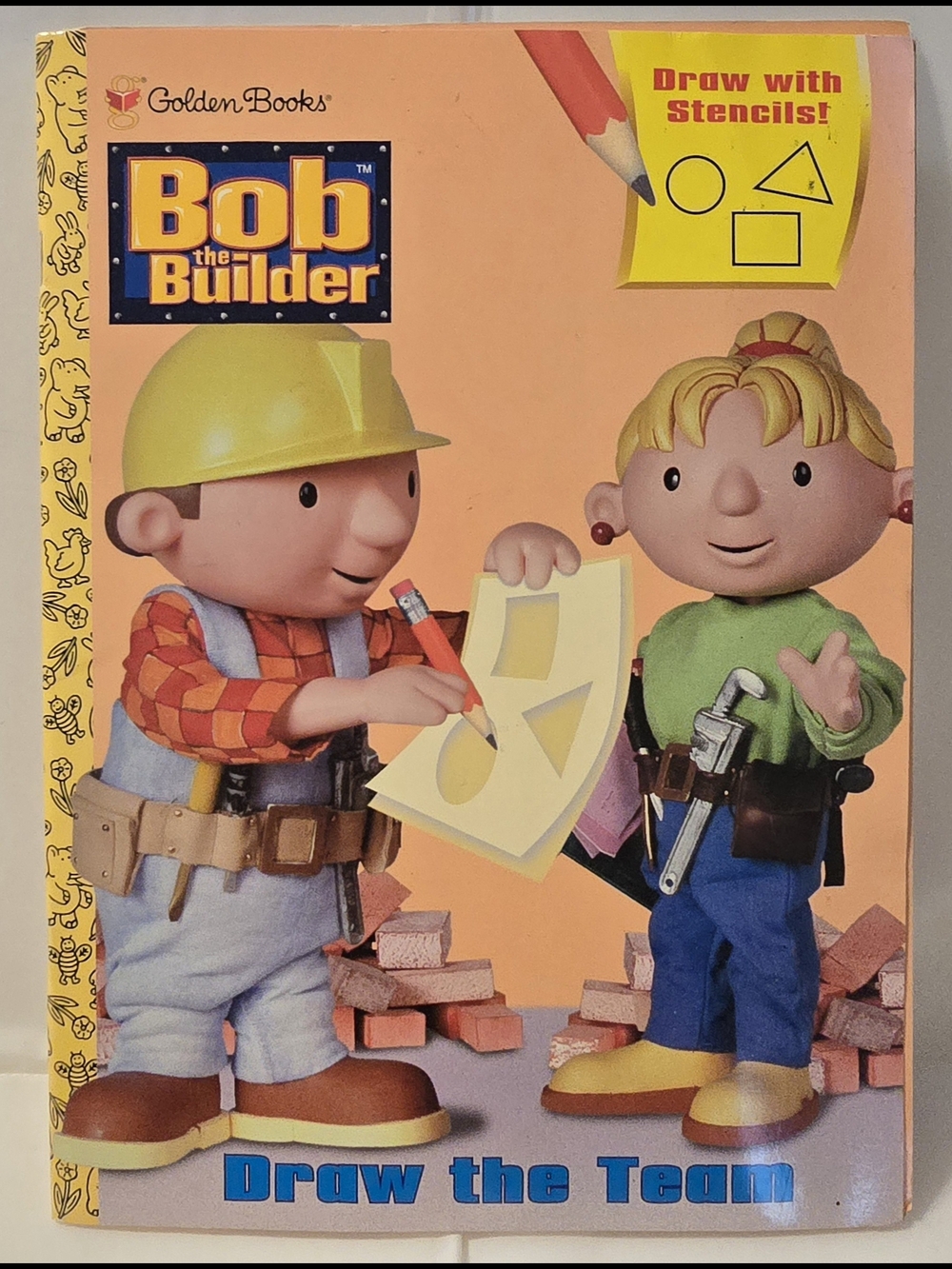 Vintage 2001 Bob the Builder Draw the Team Golden Books Stencil Activity Book